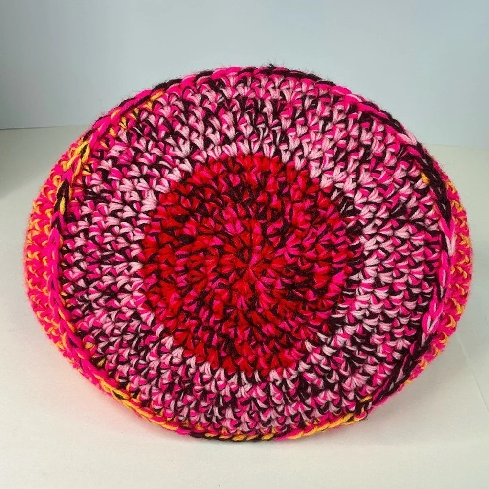 Handcrafted Multicolor Crochet Scrap Woven Tote Bag Basket Storage Handmade Knit
